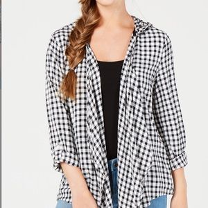 ROXY juniors Plaid Hooded City Poncho, sz XS